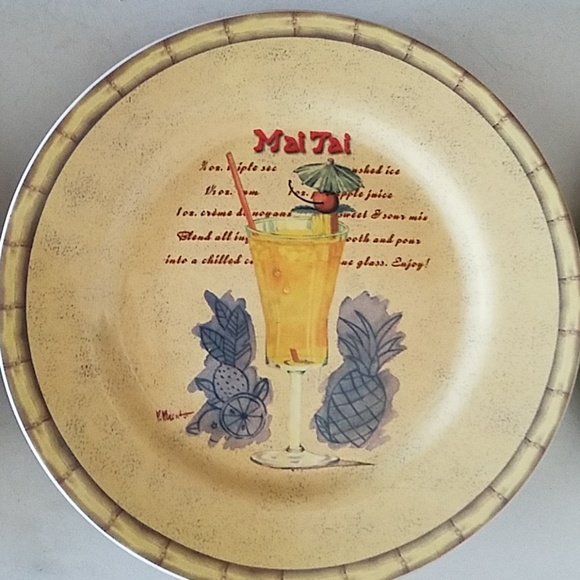 Tropical Tiki stoneware plate set - Picture 2 of 5